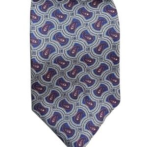 Vtg Evan Picone 100% Silk Mens Tie Chocolate Navy Burgundy